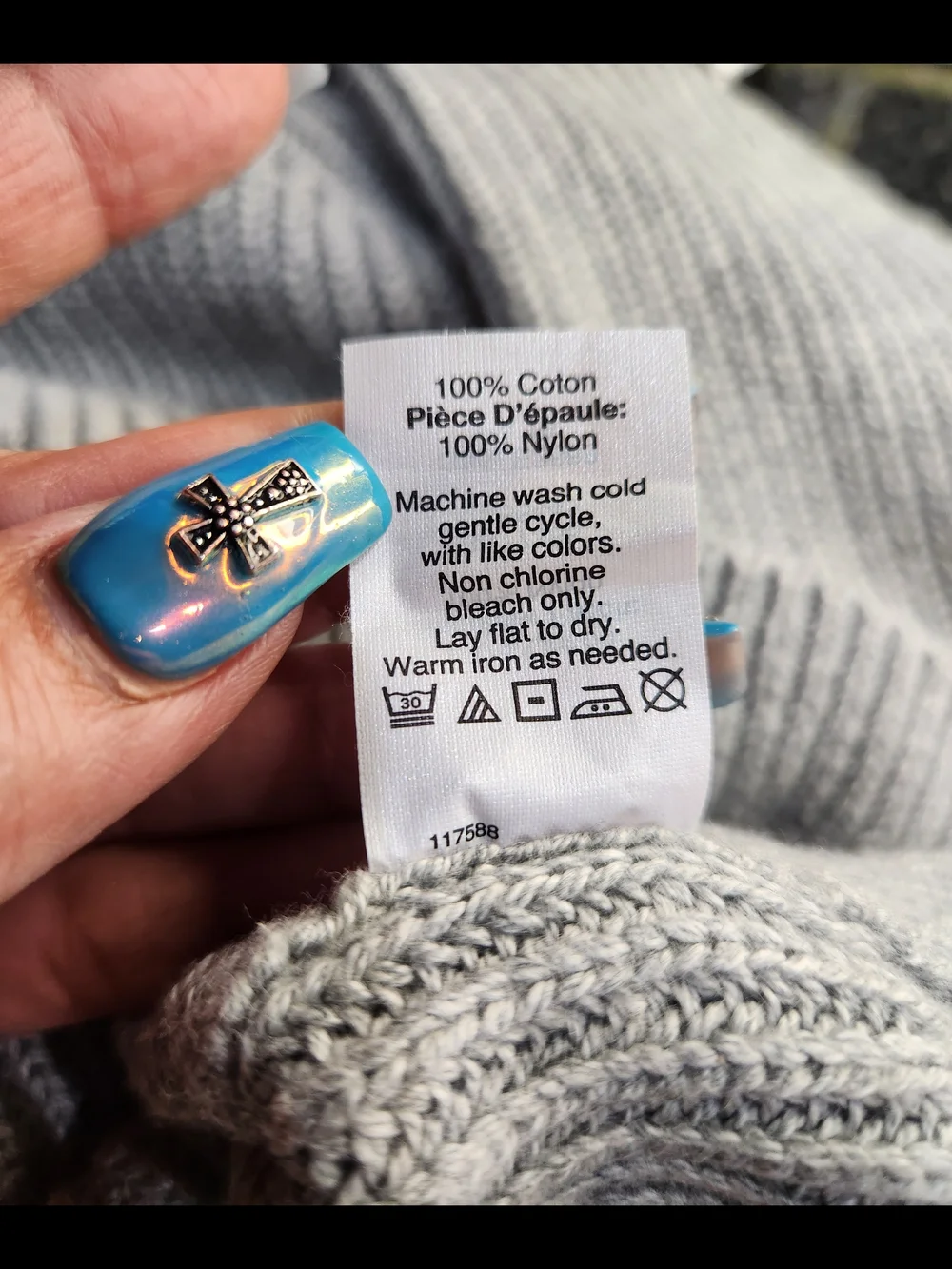 J. Crew Gray Crewneck Sweater with Brown Shoulder Patches
